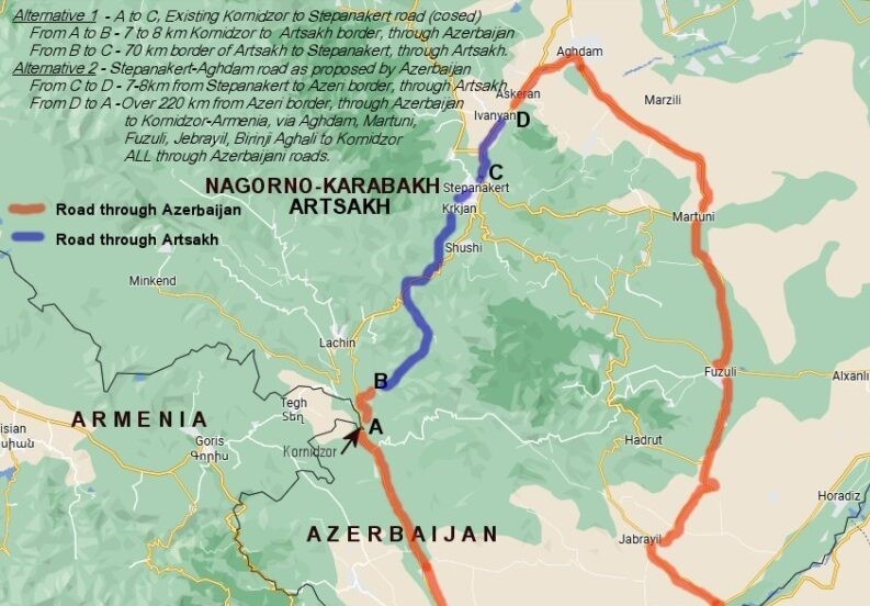 Дорога Агдам — Степанакерт, заблокирована в районе Аскерана
