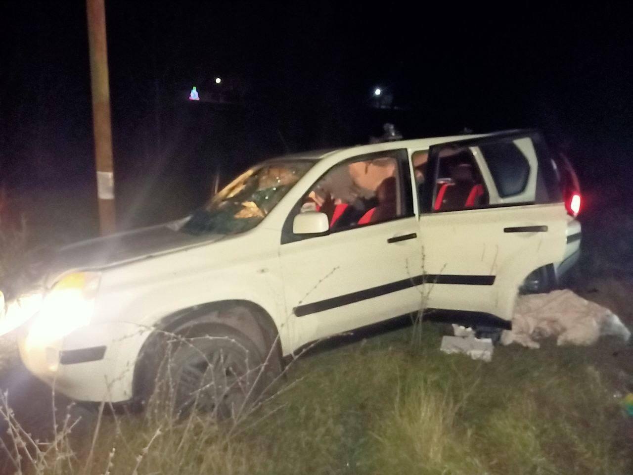 Последствия удара БПЛА по гражданскому автомобилю в оккупированной ВС РФ части Запорожской области